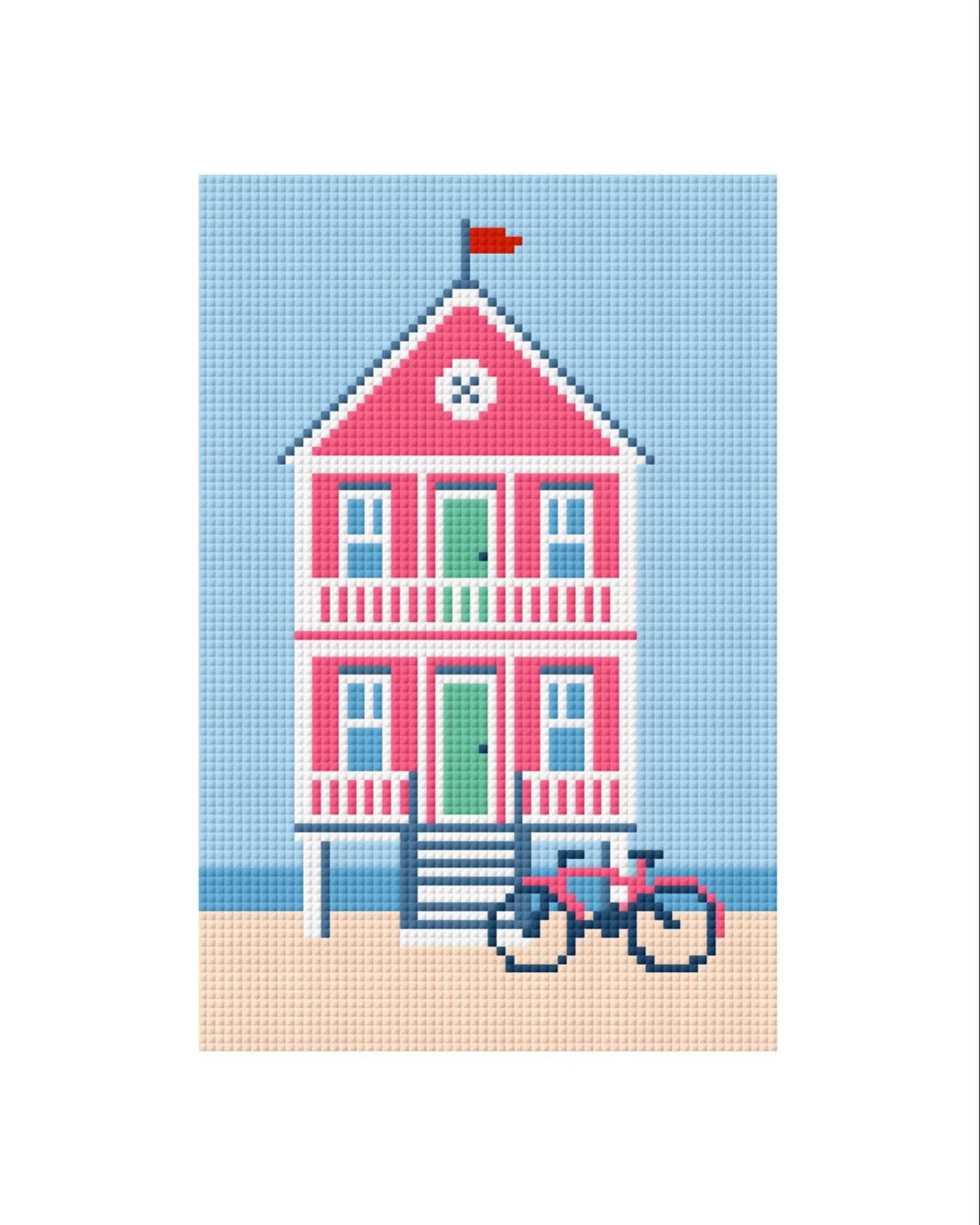 Beach House Needlepoint Canvas – Full View – Needlepoint & Chill