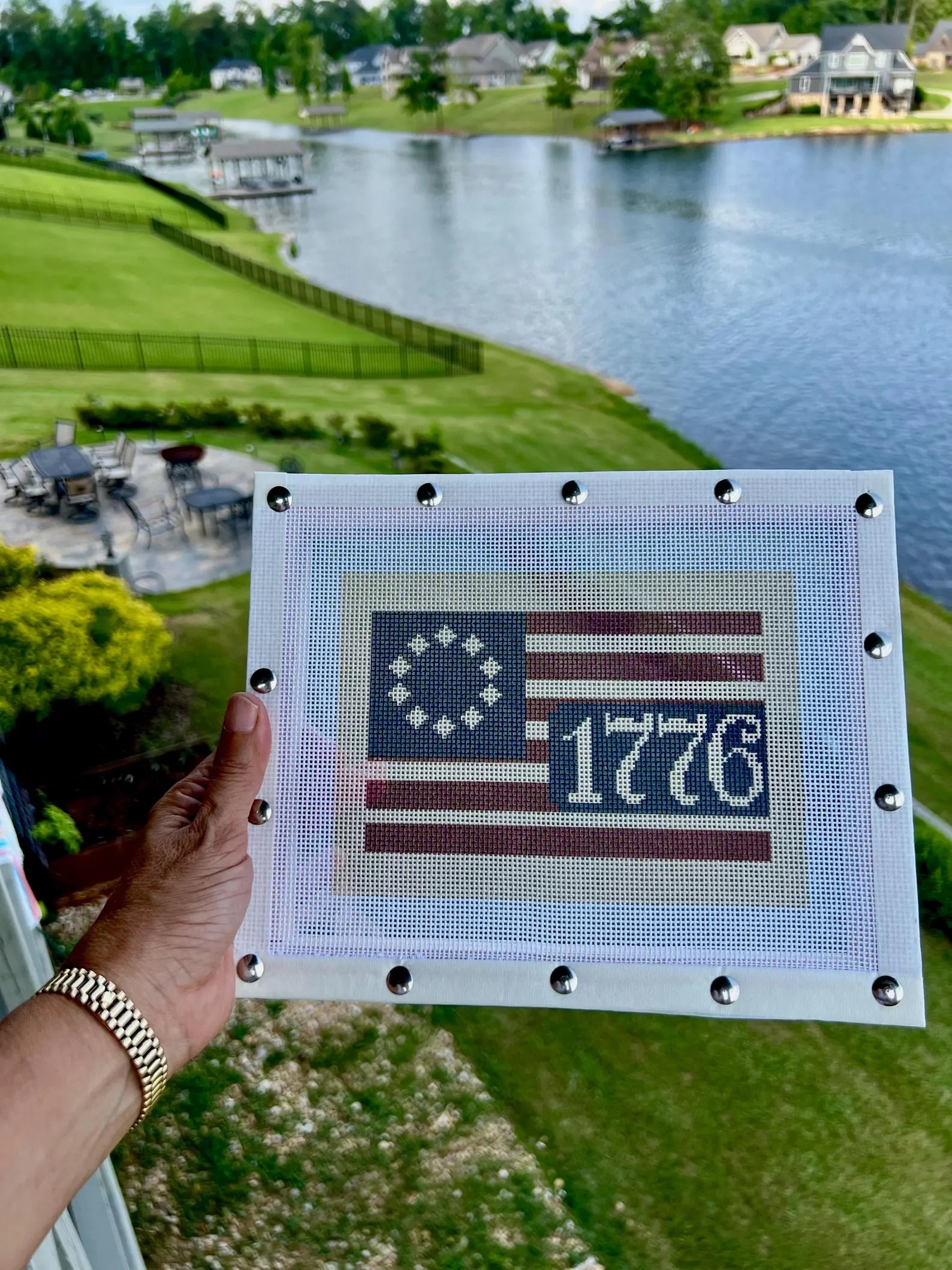 1776 Flag Needlepoint Kit – Canvas Detail – Needlepoint & Chill