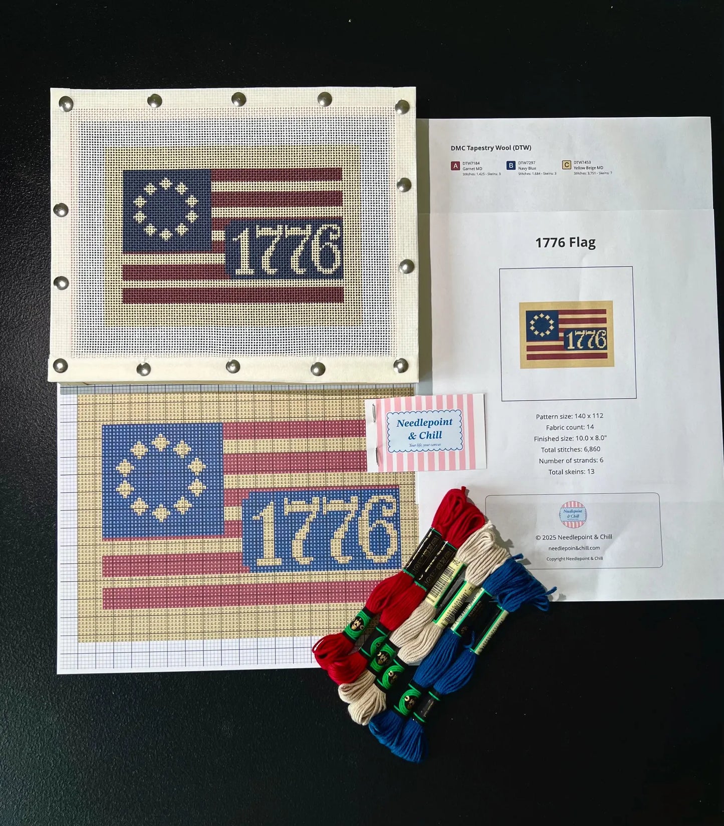 1776 Flag Needlepoint Kit – Full Contents – Needlepoint & Chill