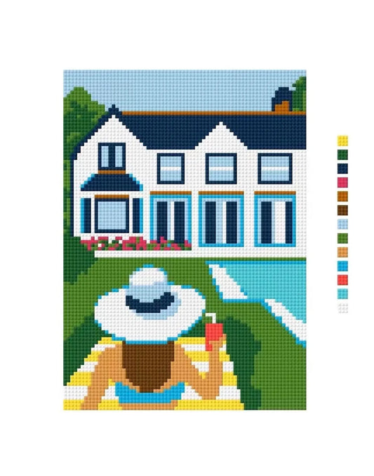 Poolside Pina Colada Needlepoint Canvas