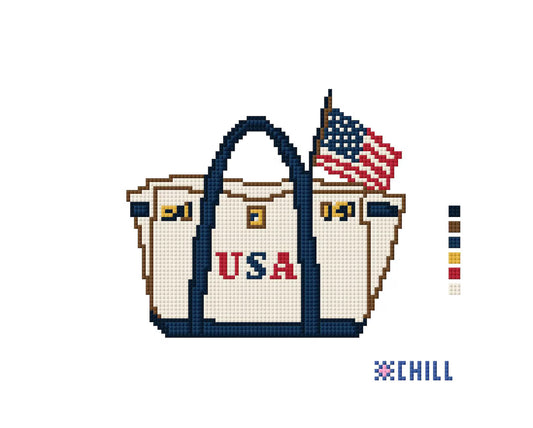 Boat Tote Charm American Flag Needlepoint Canvas – American Summer – Needlepoint & Chill