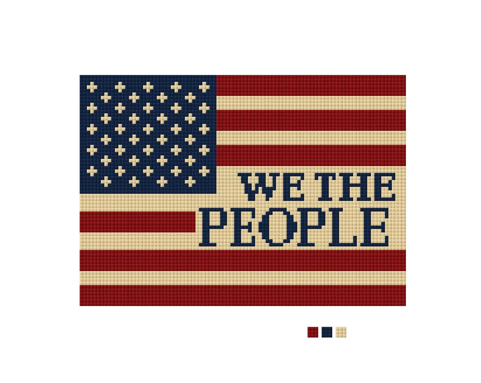 We The People American Flag Needlepoint Canvas – 250th Anniversary – Needlepoint & Chill