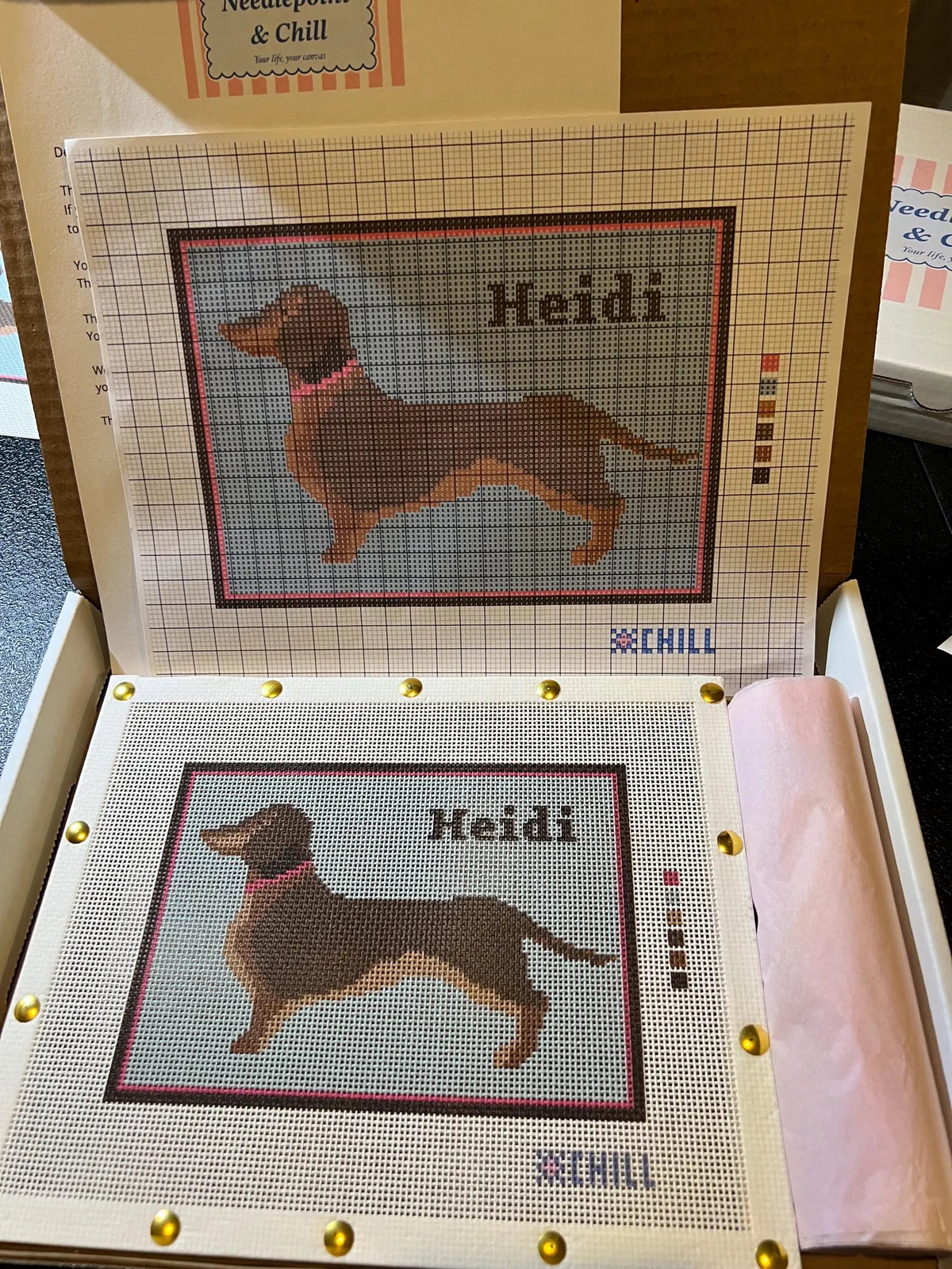 Dachshund Needlepoint Canvas – Full View – Needlepoint & Chill