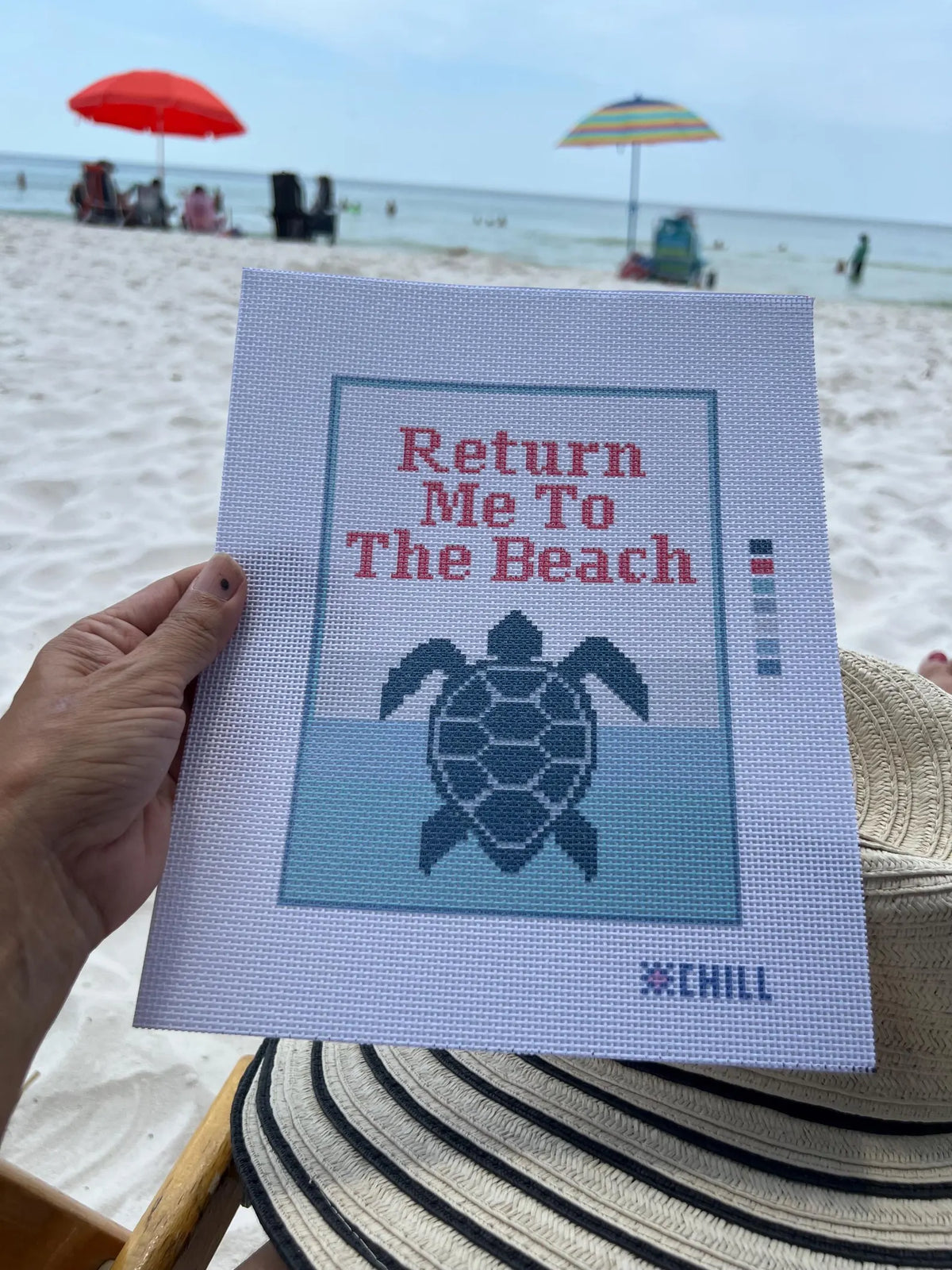 Turtle Return Me to the Beach Needlepoint Canvas – Canvas Detail – Needlepoint & Chill