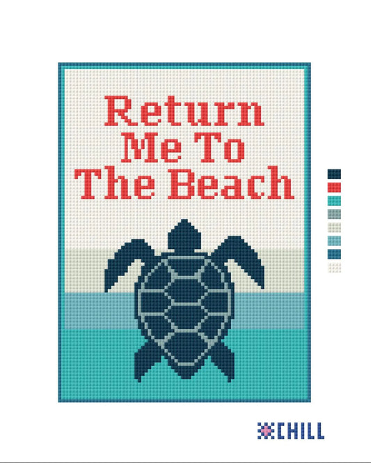 Turtle Return Me to the Beach Needlepoint Canvas – Coastal Design – Needlepoint & Chill