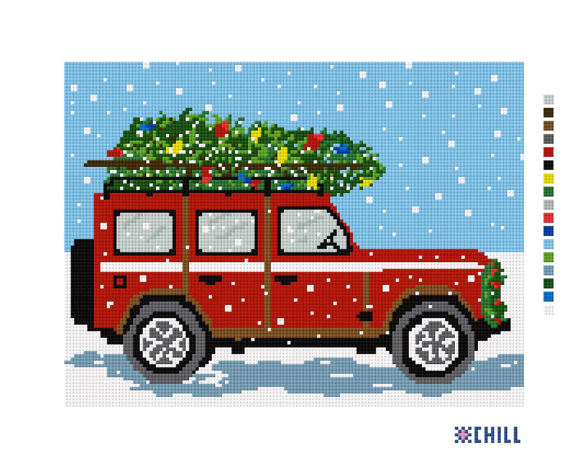 Christmas Tree on Truck Needlepoint Canvas – Tree Farm Series – Needlepoint & Chill