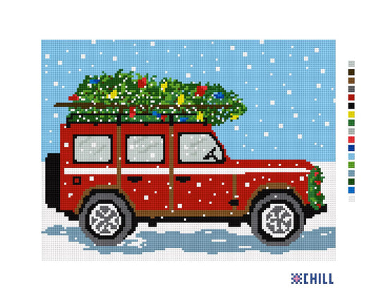 Christmas Tree on Truck Needlepoint Canvas – Tree Farm Series – Needlepoint & Chill