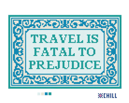 Travel is Fatal to Prejudice Needlepoint Canvas – Mark Twain Quote