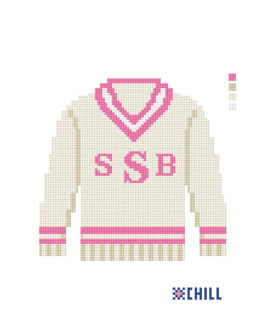 Cricket Jumper Personalizable Needlepoint Canvas – Choose Colors & Initials