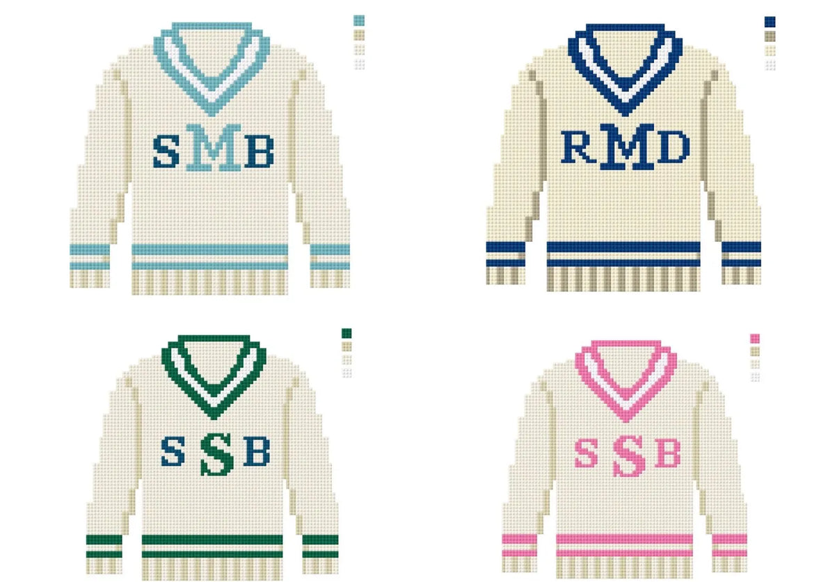 Cricket Jumper Personalizable Needlepoint Canvas – Finished Piece – Needlepoint & Chill