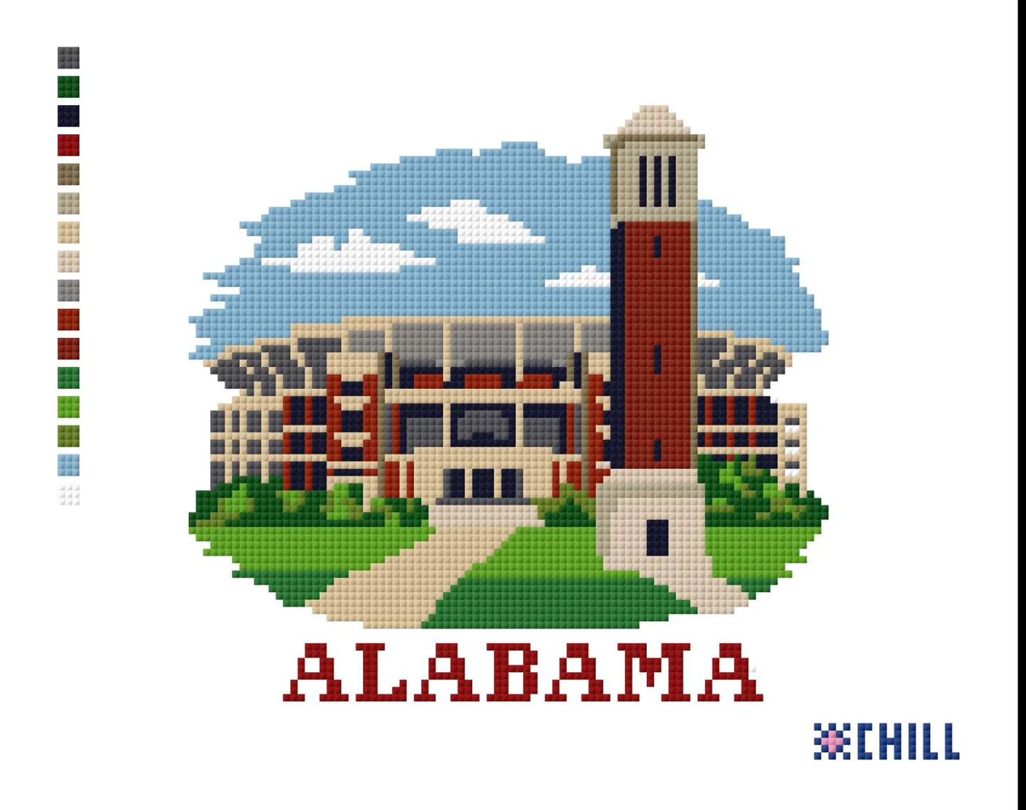Denny Chimes Needlepoint Canvas – Alabama Campus Landmark – Needlepoint & Chill