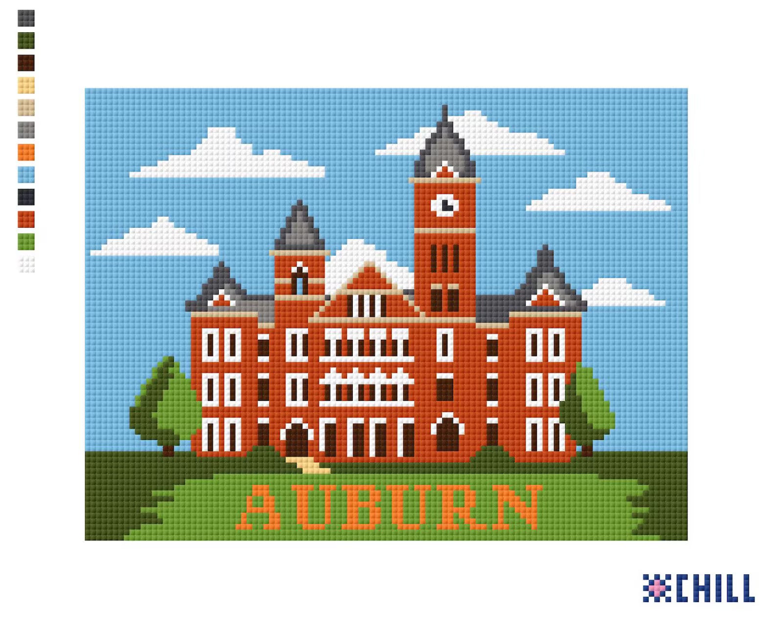 Auburn Samford Hall Needlepoint Canvas – Historic Campus Landmark – Needlepoint & Chill