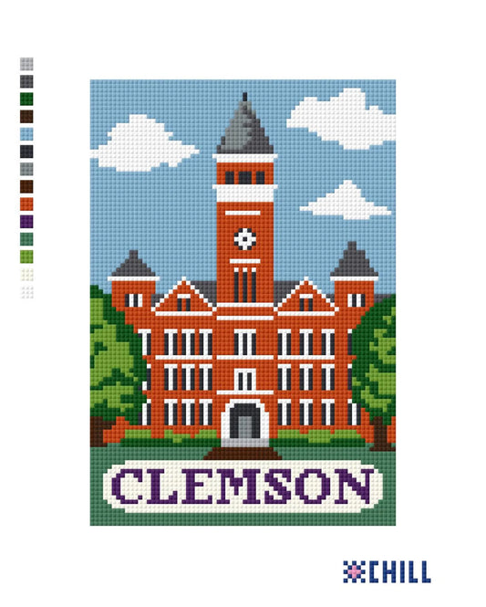 Clemson Tillman Hall Needlepoint Canvas – Campus Landmark – Needlepoint & Chill
