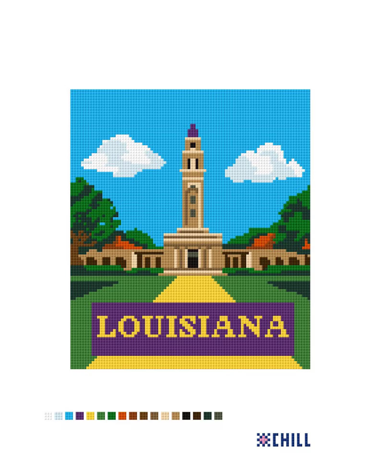 LSU Memorial Tower Needlepoint Canvas – Baton Rouge Landmark – Needlepoint & Chill