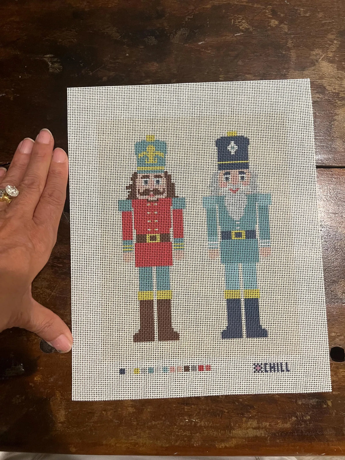 Nutcracker Soldiers Needlepoint Canvas – Full View – Needlepoint & Chill