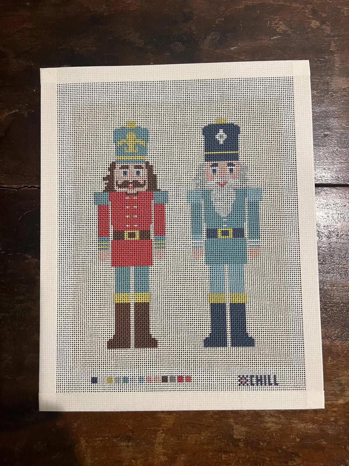 Nutcracker Soldiers Needlepoint Canvas – Stitched Example – Needlepoint & Chill