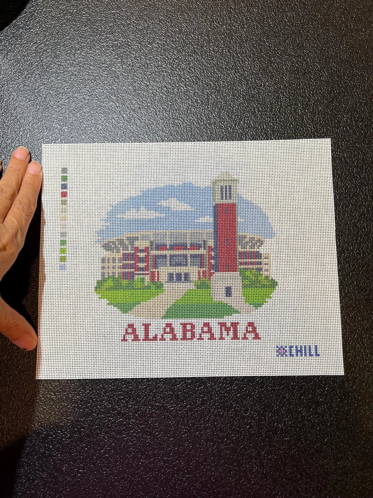 Denny Chimes Needlepoint Canvas – Stitched Example – Needlepoint & Chill