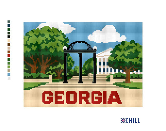 Georgia Arch Needlepoint Canvas – Historic Athens Landmark