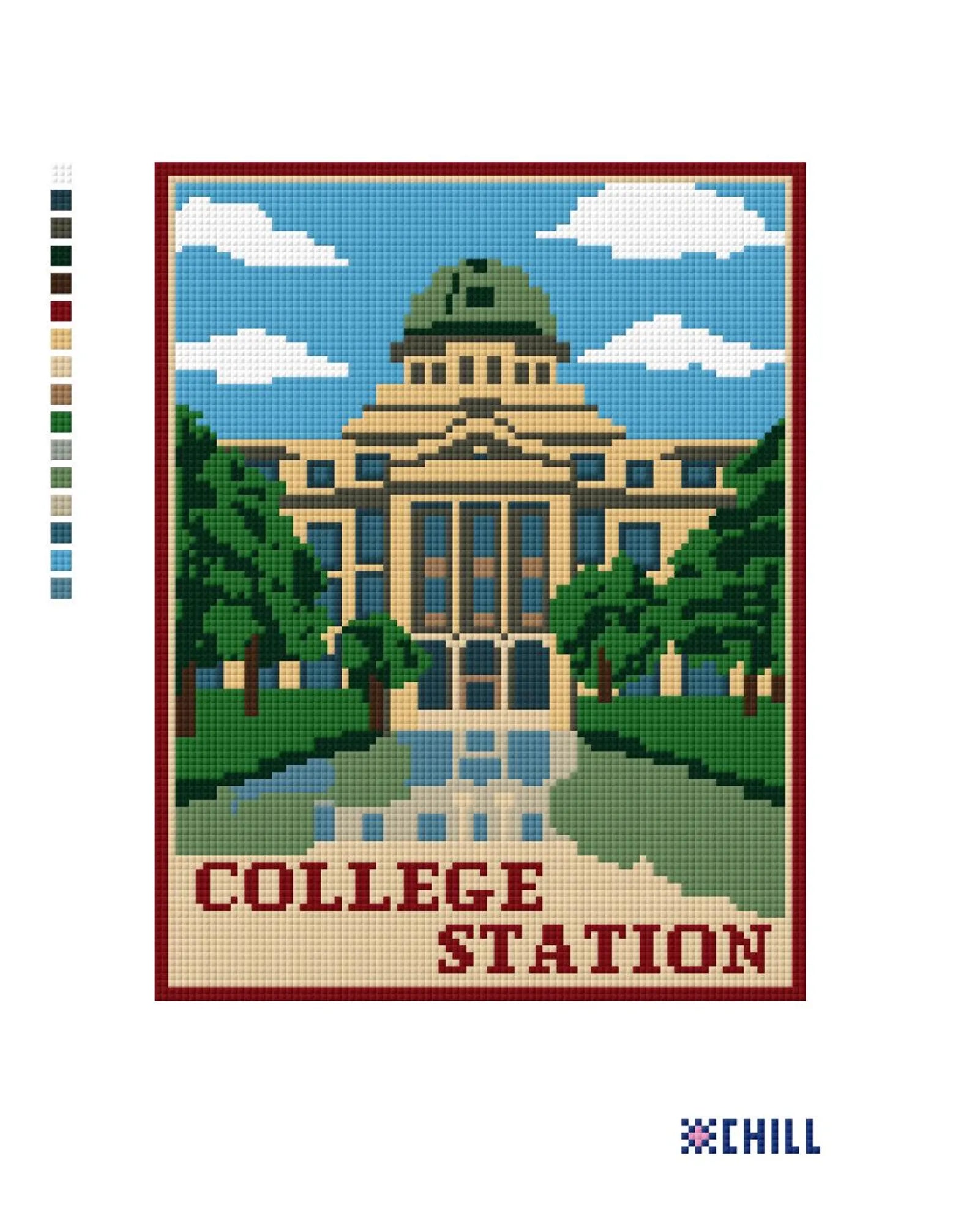 College Station Texas A&M Landmark Needlepoint Canvas – Needlepoint & Chill