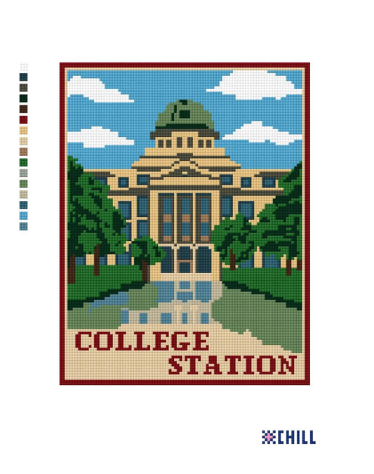 College Station Texas A&M Landmark Needlepoint Canvas – Needlepoint & Chill
