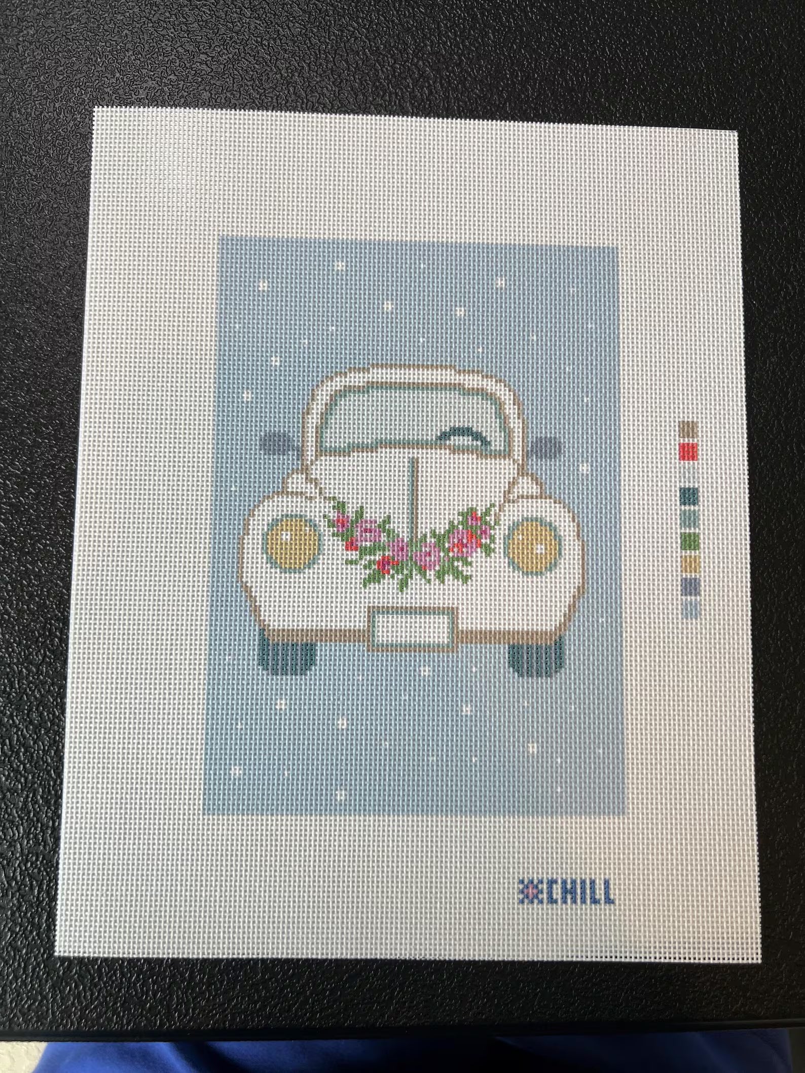 Just Married Needlepoint Canvas – Full View – Needlepoint & Chill