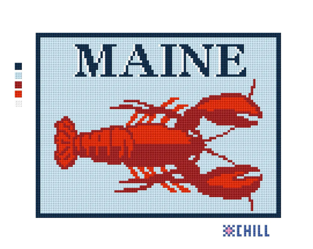Maine Lobster Needlepoint Canvas – Coastal Charm – Needlepoint & Chill