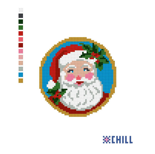 Vintage Santa Needlepoint Ornament Canvas – Christmas Design – Needlepoint & Chill