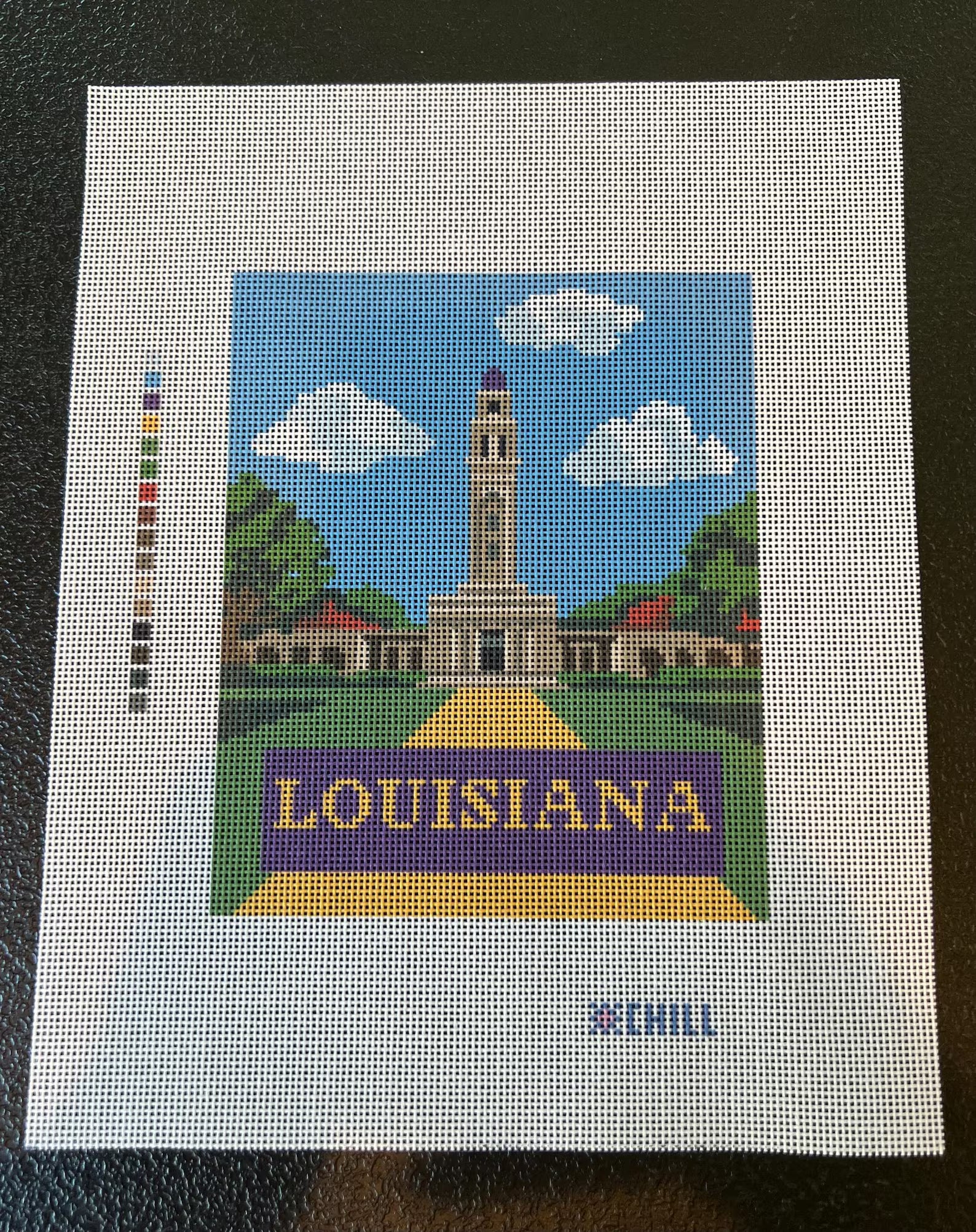 LSU Memorial Tower Needlepoint Canvas – Canvas Detail – Needlepoint & Chill