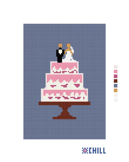Custom Wedding Cake Needlepoint Canvas – Personalized Bride & Groom – Needlepoint & Chill