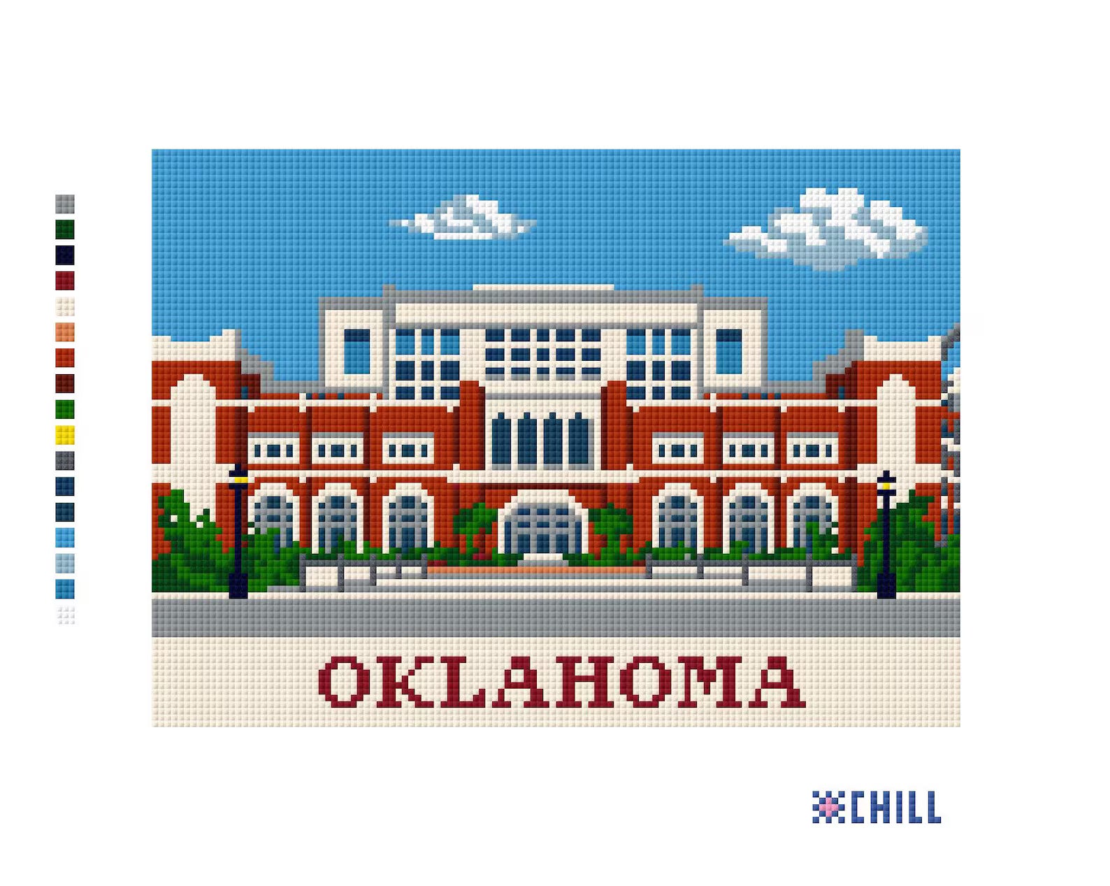 Oklahoma Campus Architecture Needlepoint Canvas – Norman Landmark – Needlepoint & Chill