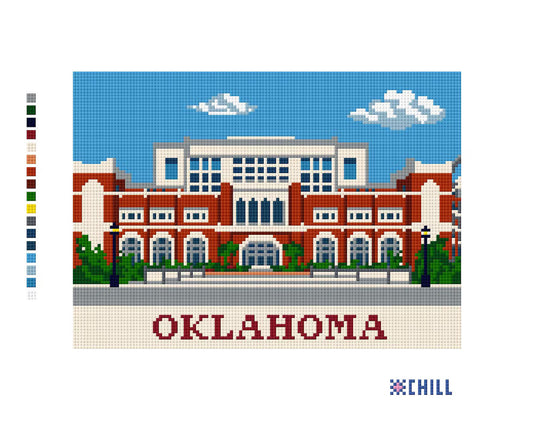 Oklahoma Campus Architecture Needlepoint Canvas – Norman Landmark – Needlepoint & Chill