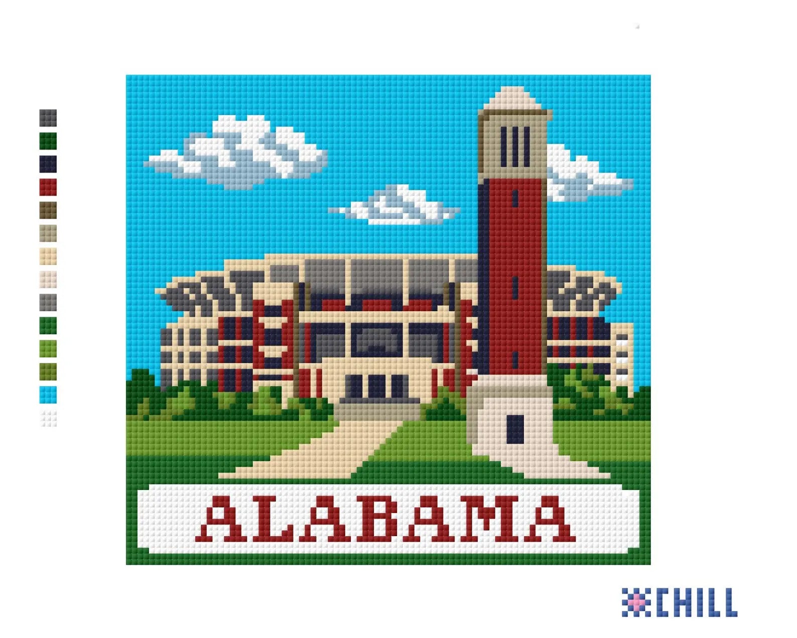 Denny Chimes Second Edition Needlepoint Canvas – Alabama Landmark – Needlepoint & Chill