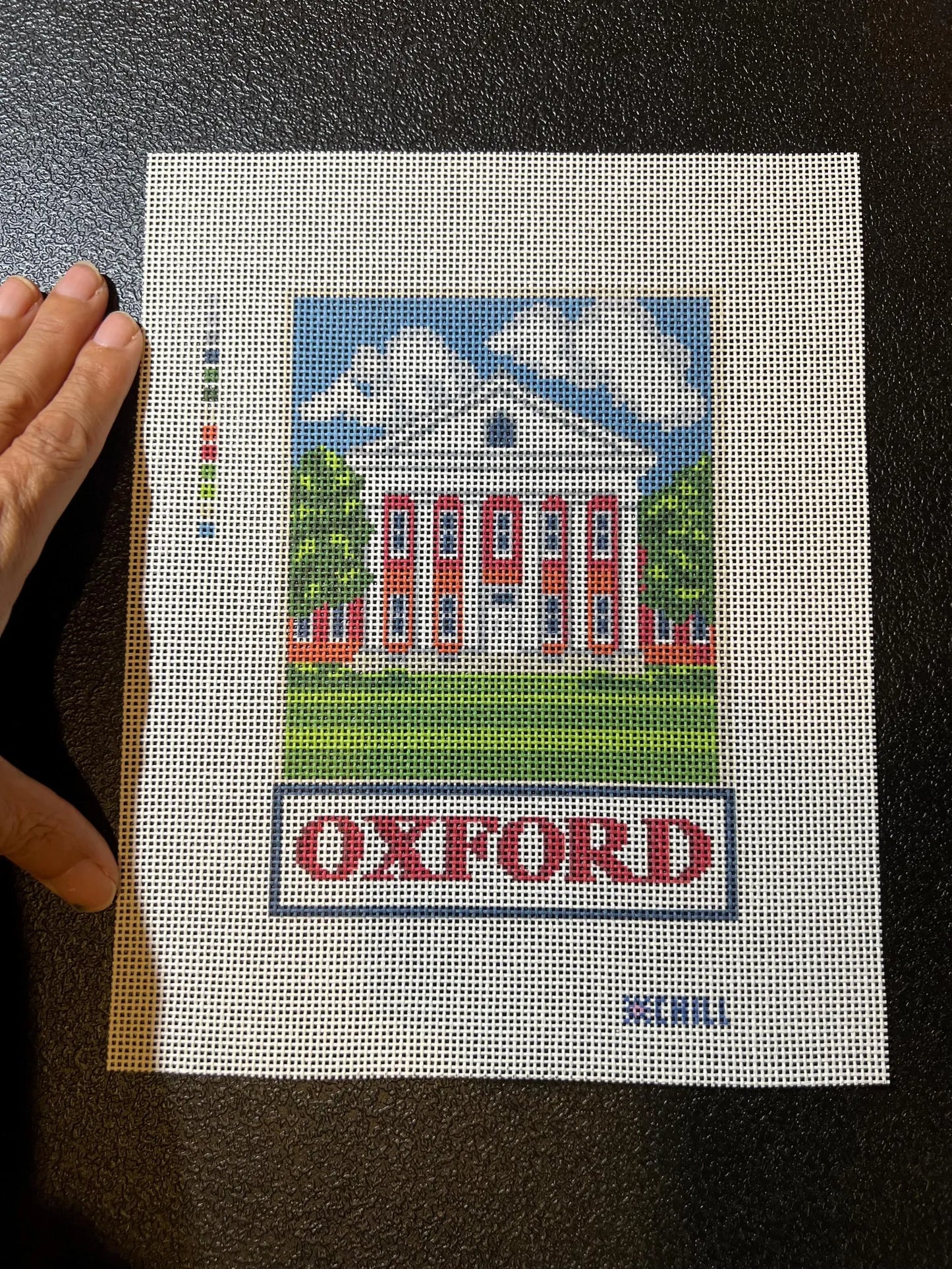 Oxford Mississippi Lyceum Needlepoint Canvas – Full View – Needlepoint & Chill