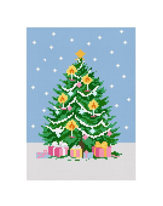 Christmas Tree with Pink Gifts Needlepoint Canvas – Holiday Design – Needlepoint & Chill