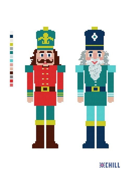 Nutcracker Soldiers Needlepoint Canvas – Classic Holiday Duo – Needlepoint & Chill