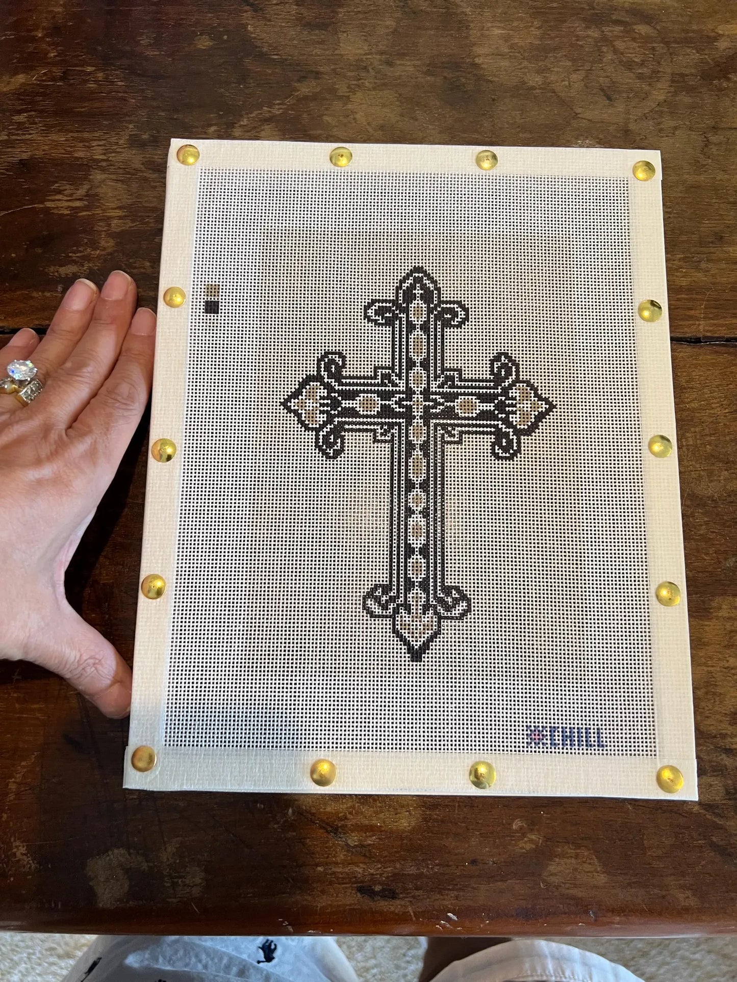 Custom Cross Needlepoint Canvas – Baptism or Confirmation Gift