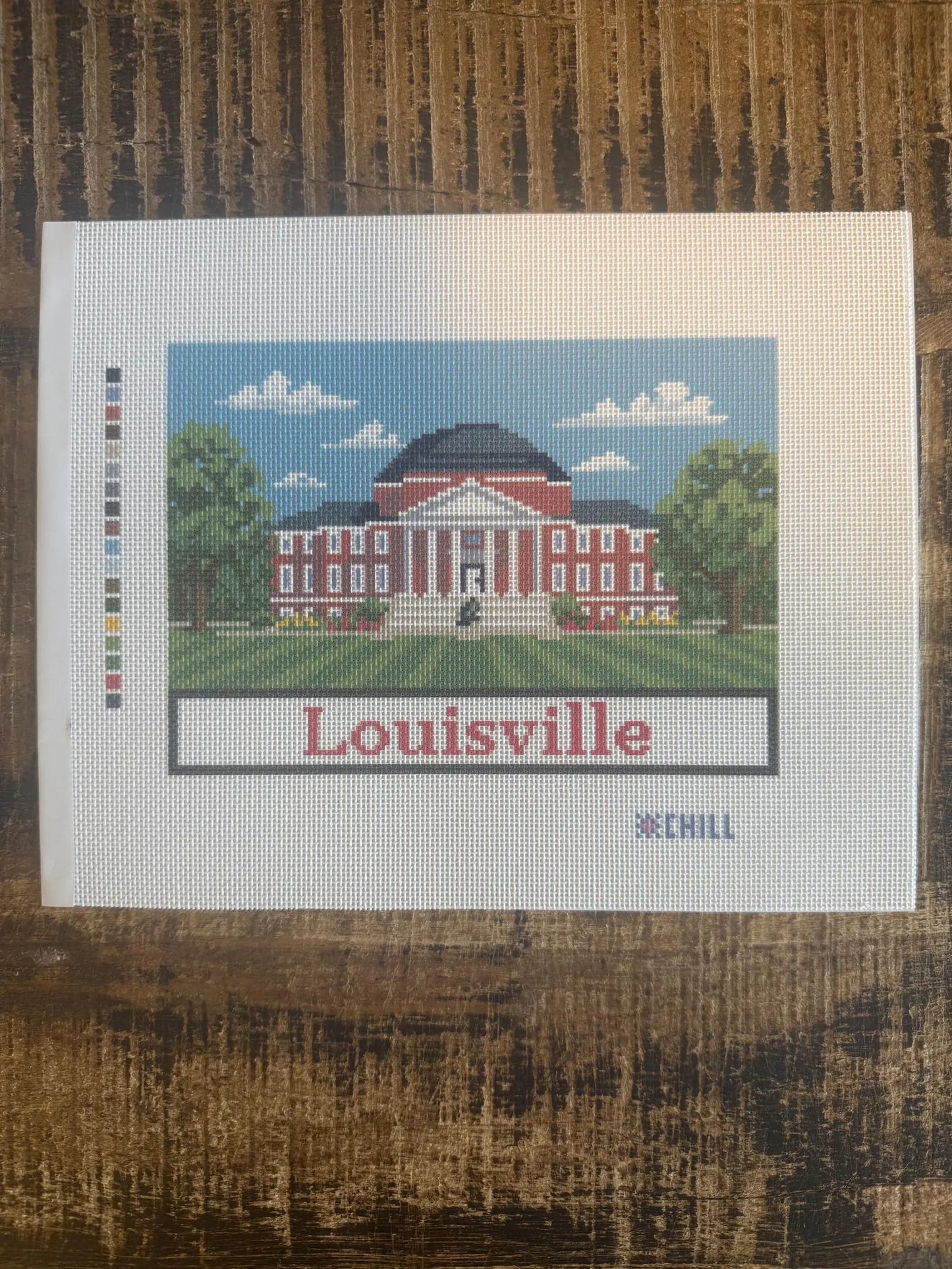Louisville Campus Needlepoint Canvas – Canvas Detail – Needlepoint & Chill