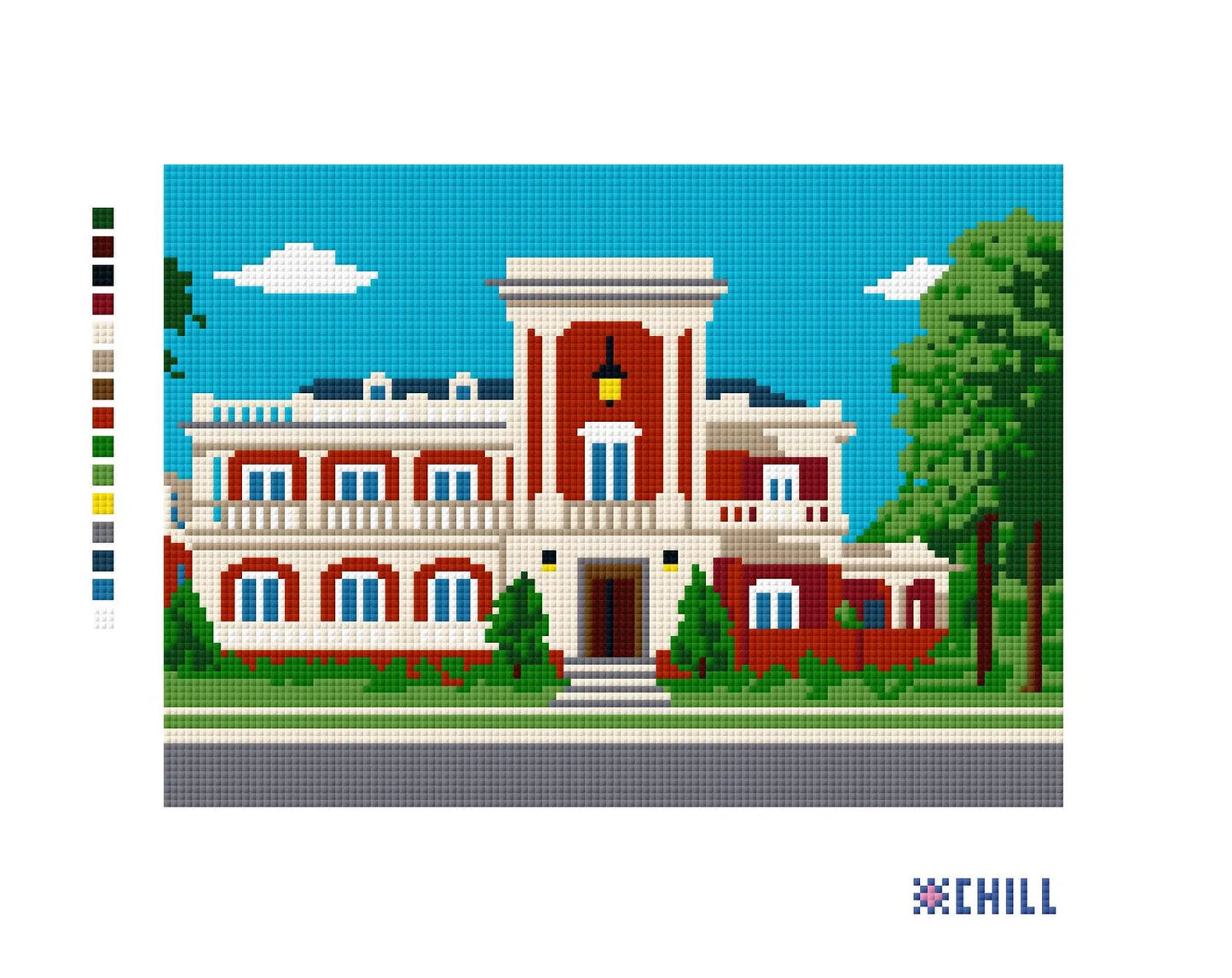 Tuscaloosa Red Brick Sorority House Needlepoint Canvas – Greek Row – Needlepoint & Chill