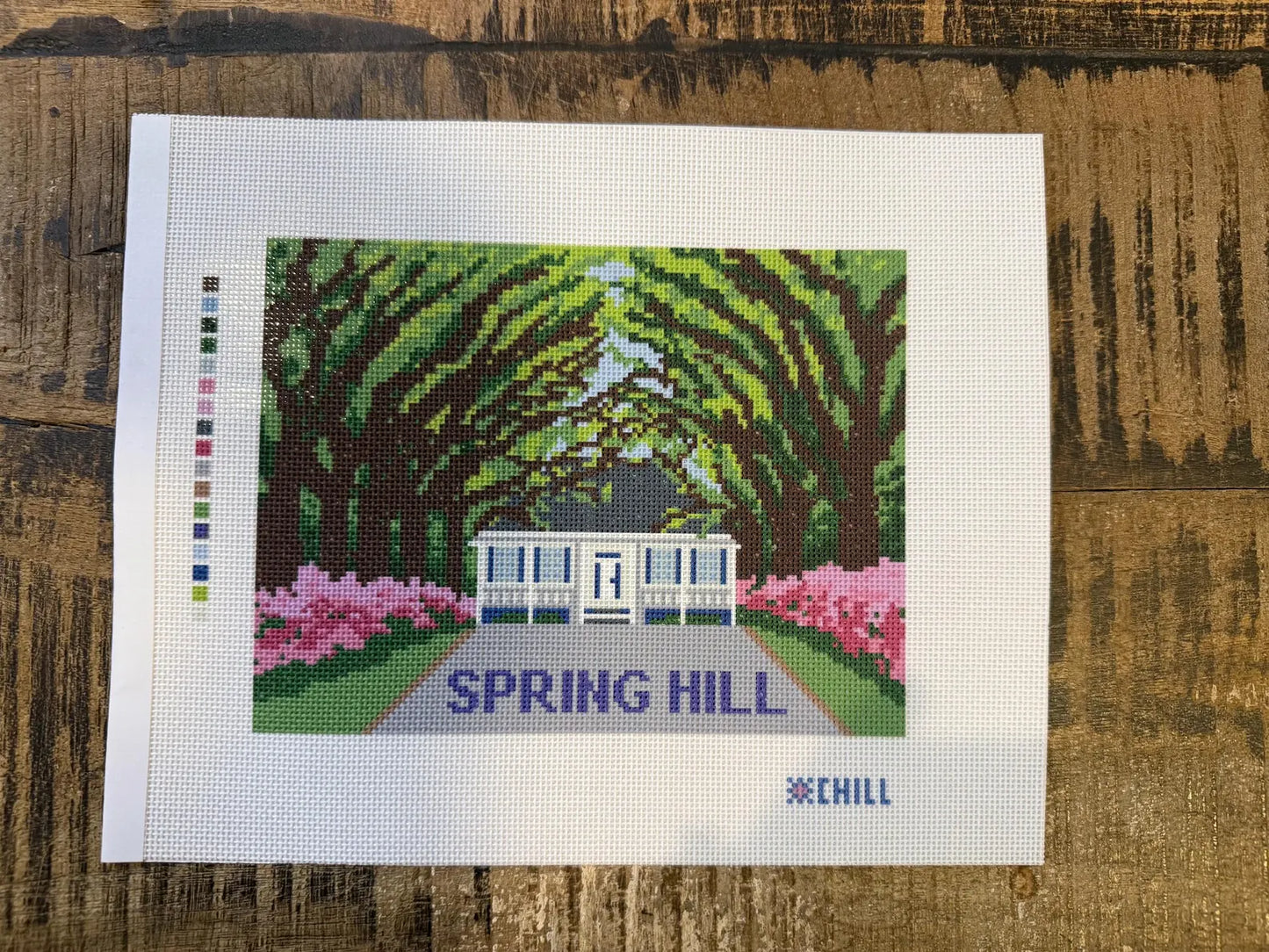 Spring Hill Avenue of Oaks Needlepoint Canvas – Canvas Detail – Needlepoint & Chill