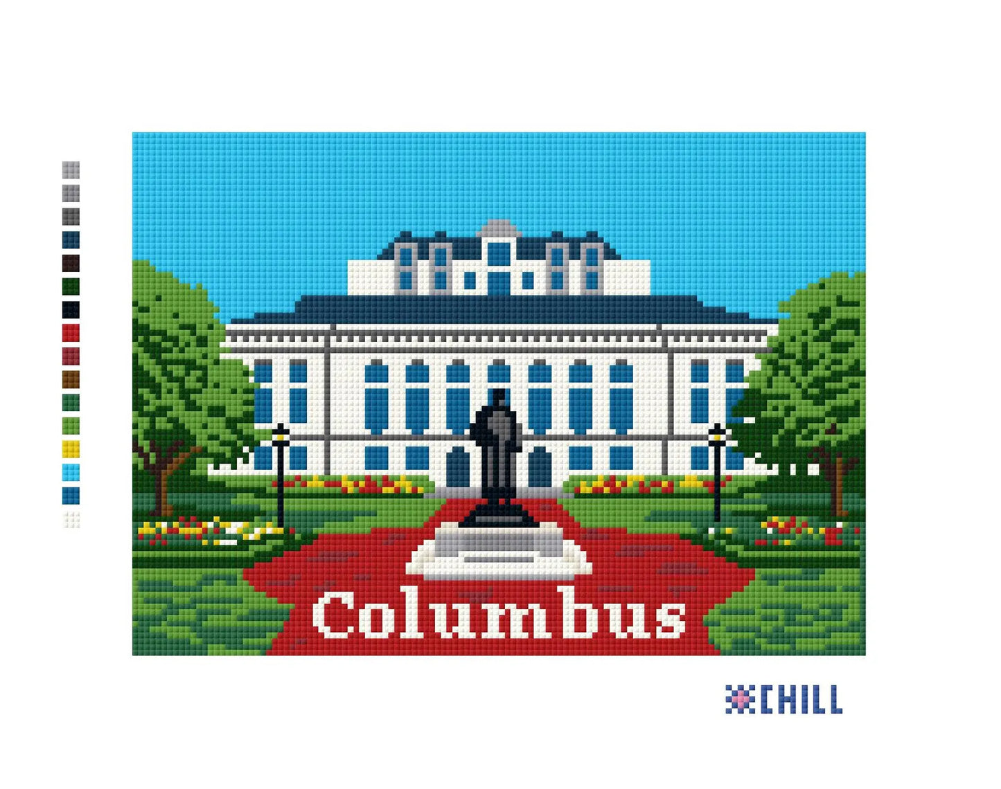 Columbus Library Needlepoint Canvas – Ohio Campus Landmark
