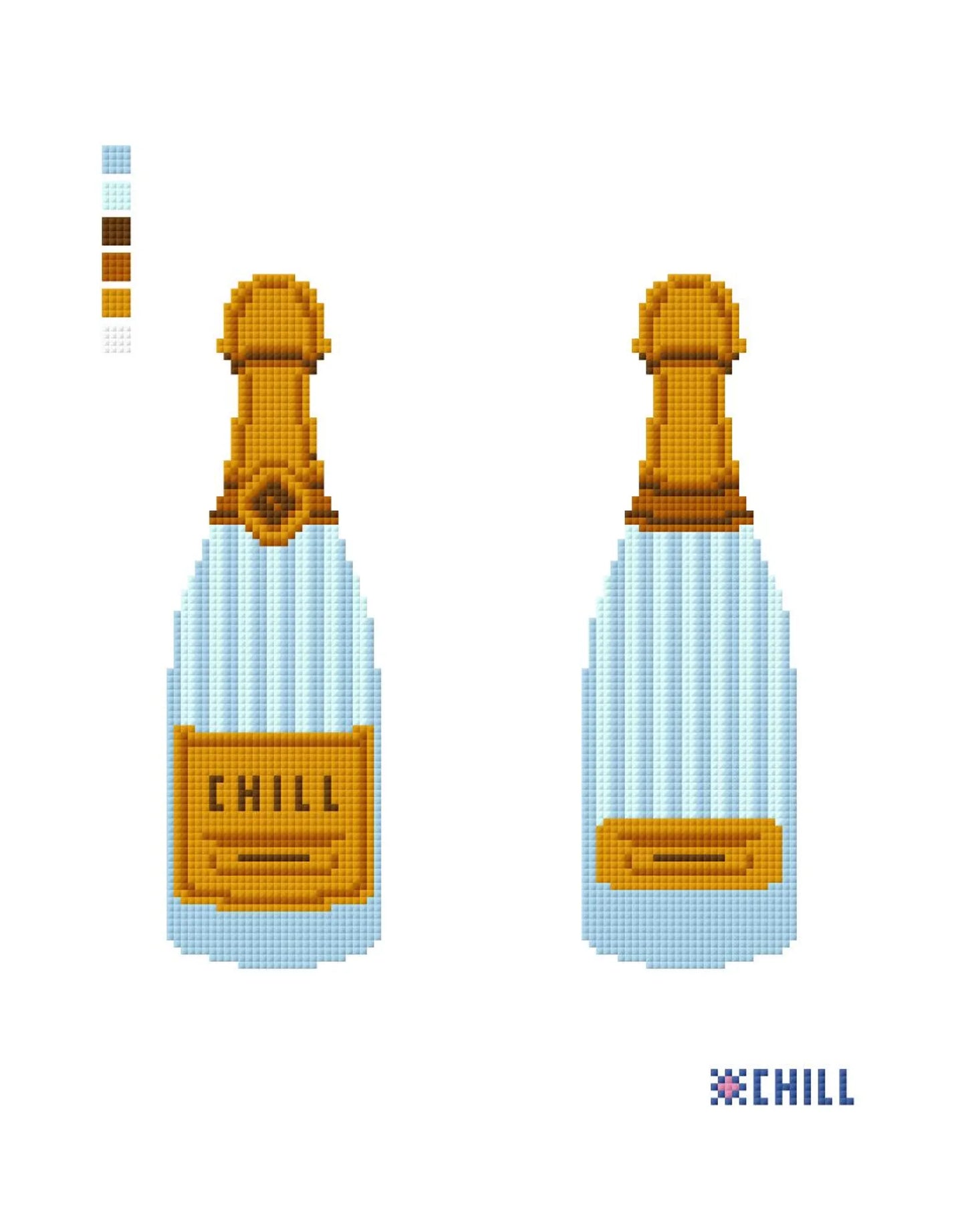 Champagne Bottle Two-Sided Needlepoint Canvas – Celebration Ornament