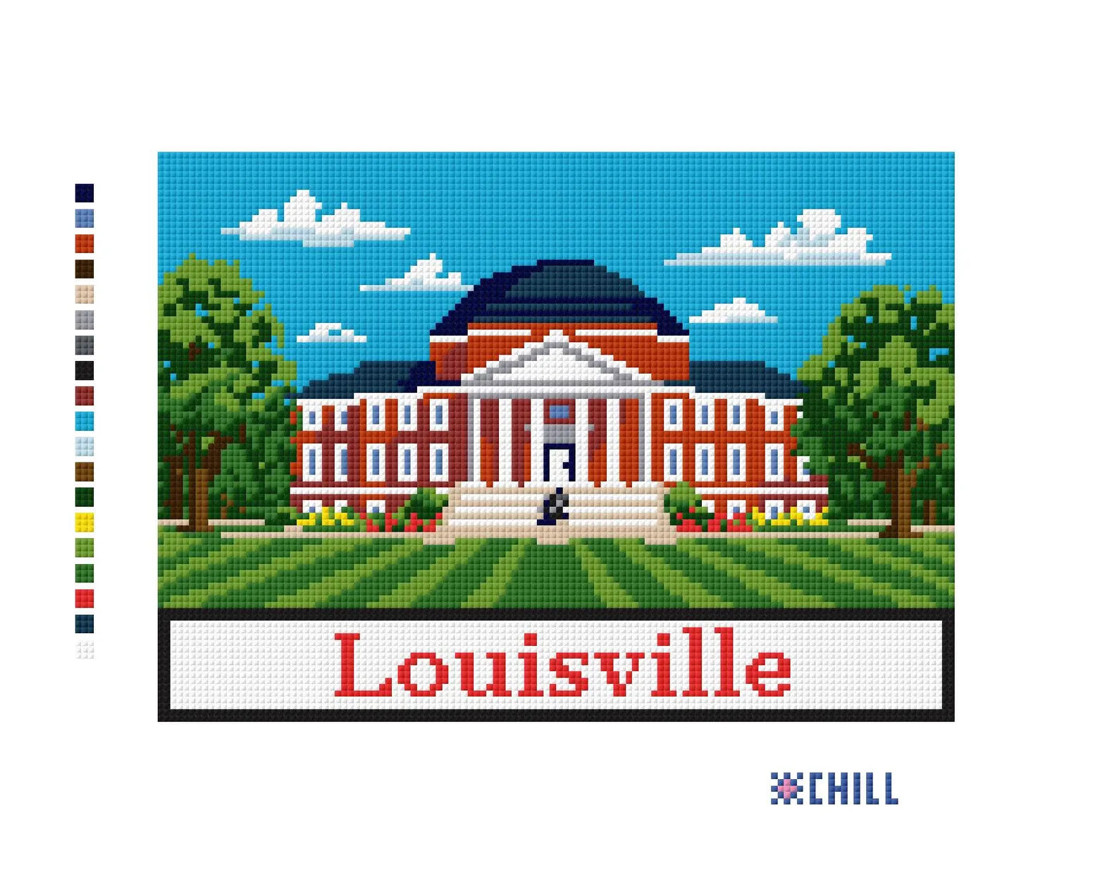 Louisville Campus Needlepoint Canvas – University Landmark – Needlepoint & Chill