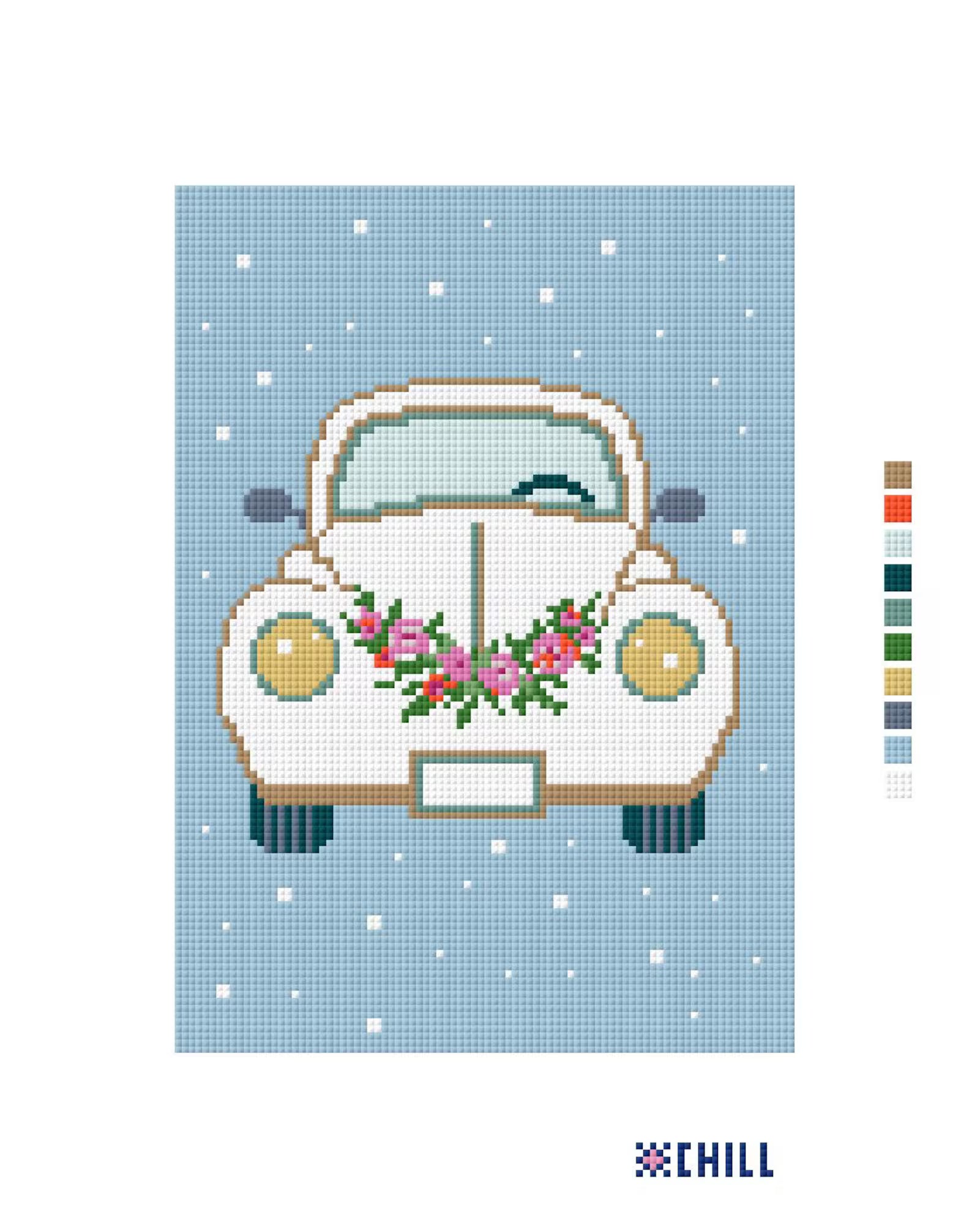 Just Married Needlepoint Canvas – Canvas Detail – Needlepoint & Chill