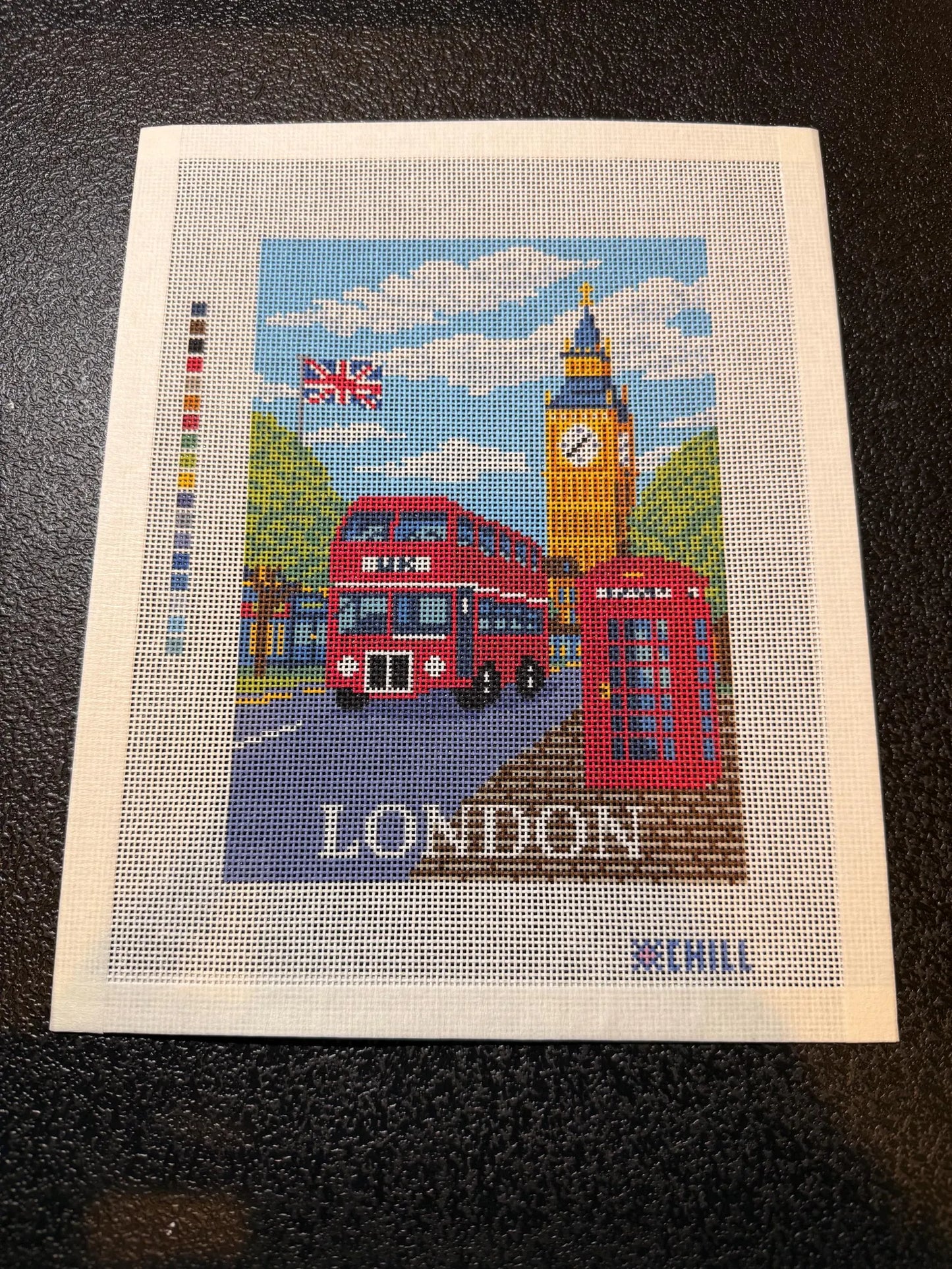 London City Street Needlepoint Canvas – Iconic Travel Landmark Design