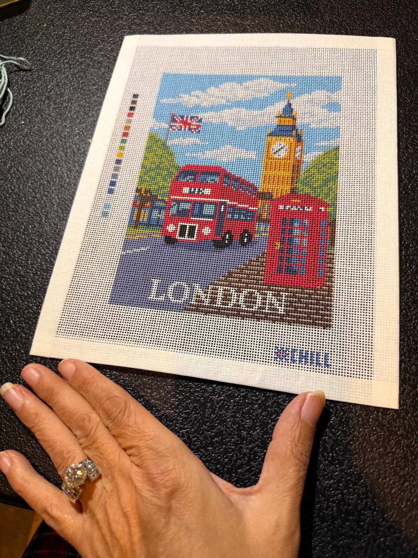 London City Street Needlepoint Canvas – Iconic Travel Landmark Design
