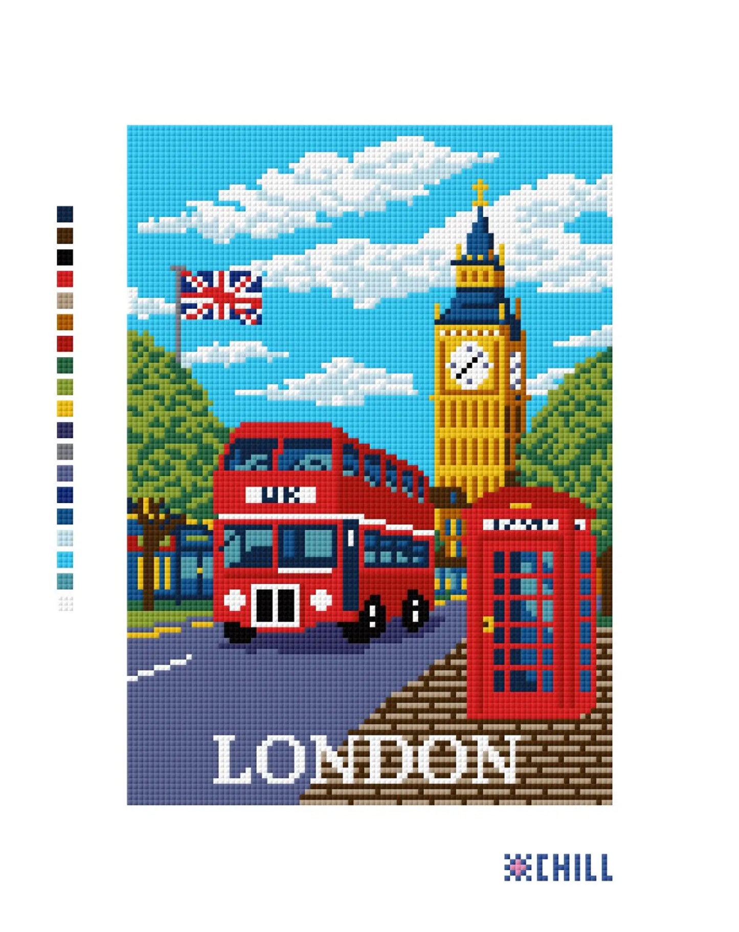 London City Street Needlepoint Canvas – Iconic Travel Landmark Design
