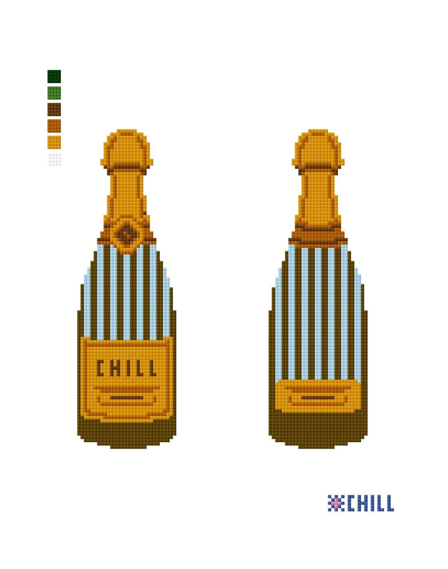 Champagne Bottle Two-Sided Needlepoint Canvas – Full View – Needlepoint & Chill