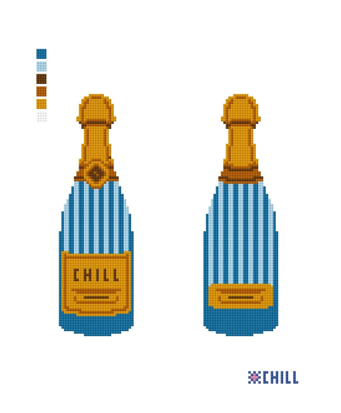 Champagne Bottle Two-Sided Needlepoint Canvas – Canvas Detail – Needlepoint & Chill