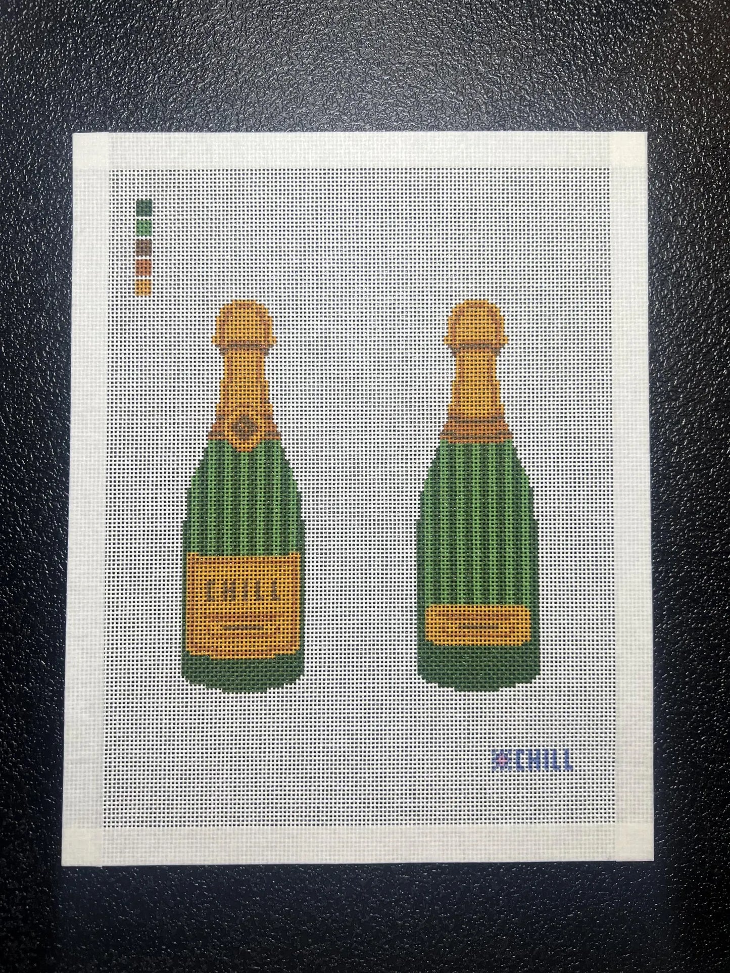 Champagne Bottle Two-Sided Needlepoint Canvas – Celebration Ornament