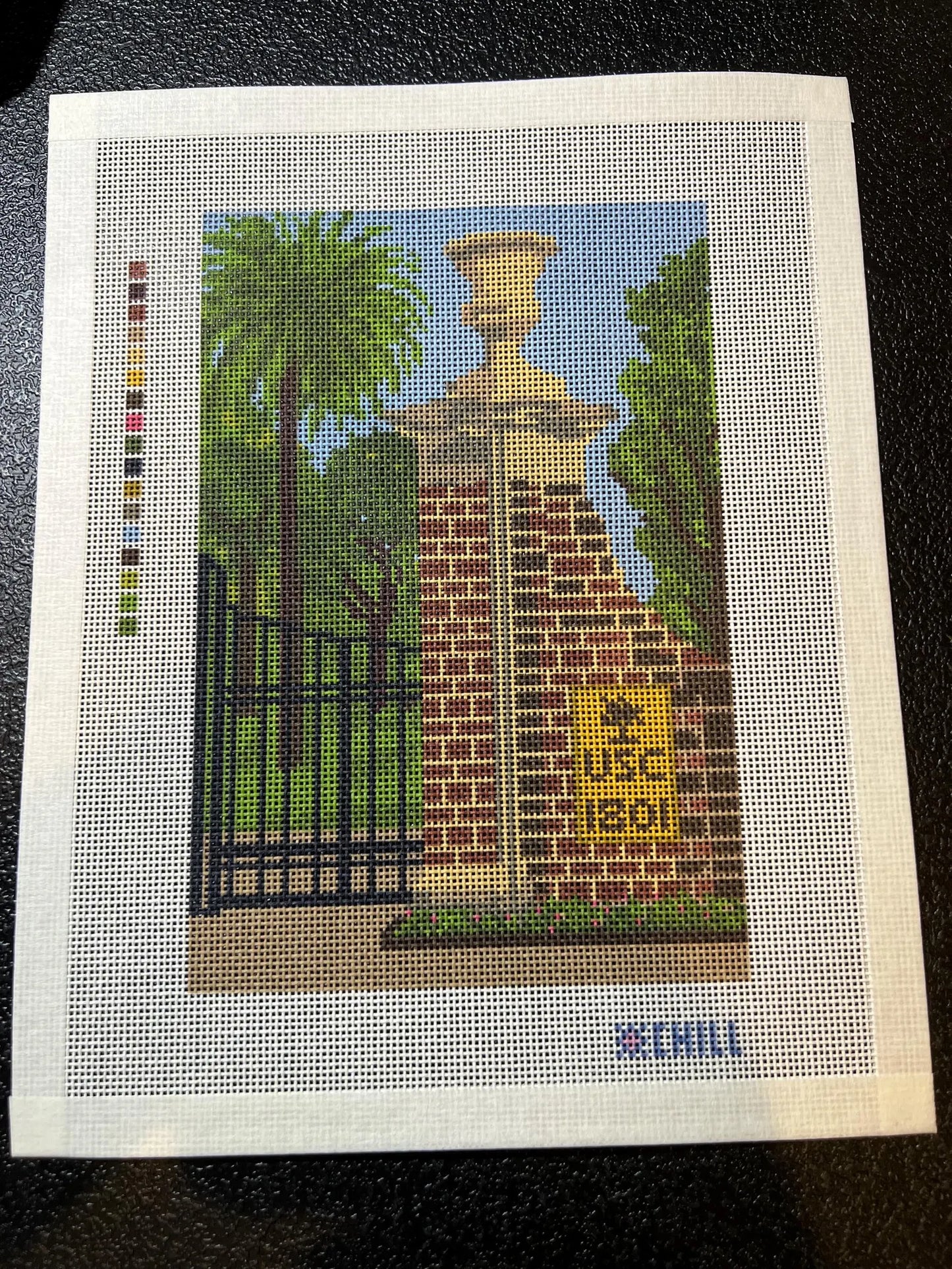 South Carolina Brick Gate Needlepoint Canvas – Full View – Needlepoint & Chill